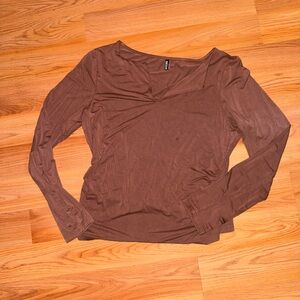 Women's Brown Long Sleeve Top